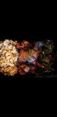 Filet Mignon Steak/Brown Rice W/ Collard Greens