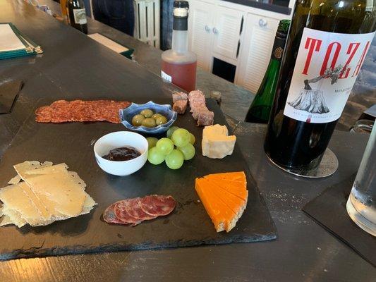 Charcuterie board. 3 meats, 3Cheeses...Delicious!