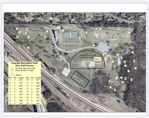 Map of disc golf course