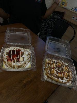 Strawberry cheesecake Funnel cake  &  Taste of Heaven Pecan Pralines