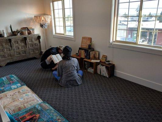 A relaxing book nook & meditation spot.