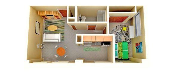 1 bedroom floor plan