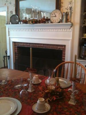 Formal dining room with working fireplace