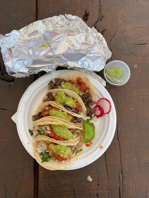 3 Carne Asada & 2 Carnitas Tacos