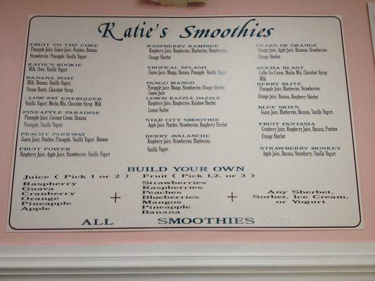 Smoothie menu