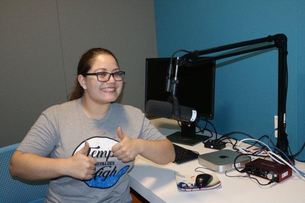 SPOT 127 student in one of the vocal booths