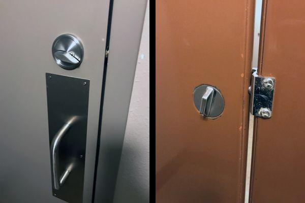 The front door lock and the stall lock