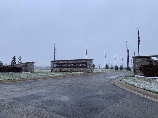 Entrance to Great Lakes National Cemetery.