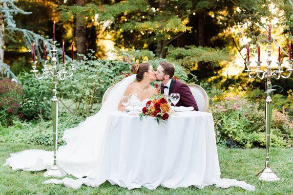 Bride and Groom at their sweetheart table