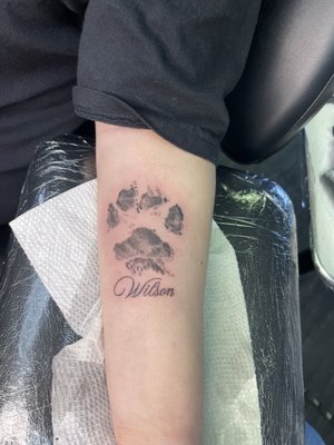 Dog tattoo done by wicked