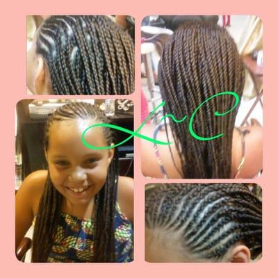 Indiviuals in the back with beautiful cornrolls relaxed on the top..... Happy client....