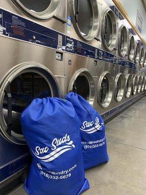 Interior, with pickup and delivery laundry bags