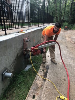 Core drilling for retaining wall Tie-Backs