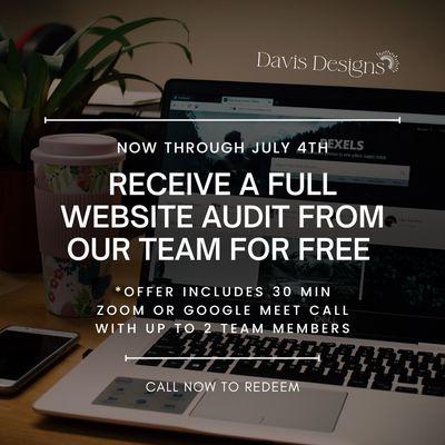 Special offer now through July 4th - receive a completely free website audit, no strings attached.