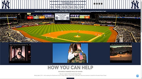 Client example, Richard's Yankees Walk. Non-profit organization.