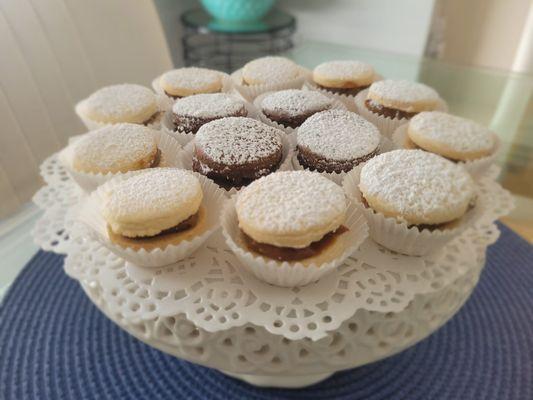 Traditional Alfajores with Dulce de Leche and Chocolate Alfajores with Fudge