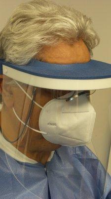 Medical/Dental Face Shield worn with mask