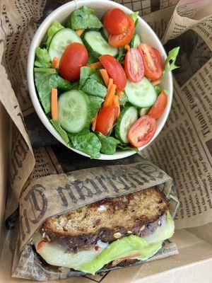 Grilled California sandwich with salad