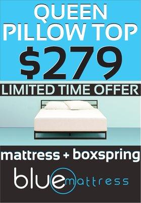 Opening Sale - Limited Time Offer - Queen Pillow Top Set $279 Mattress + Boxspring