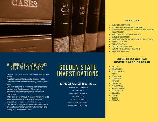 Golden State Investigations Brochure