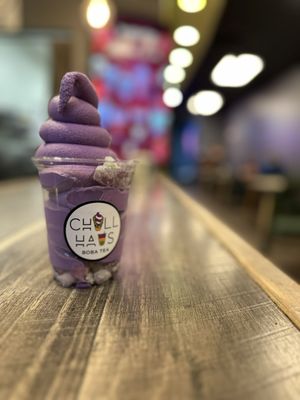 Ube Soft Serve with Mini Mochi