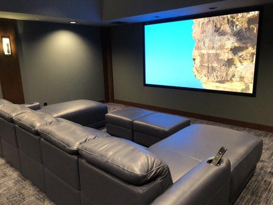 Cool Theater install we just finished. Cinematech seating makes it the real deal.