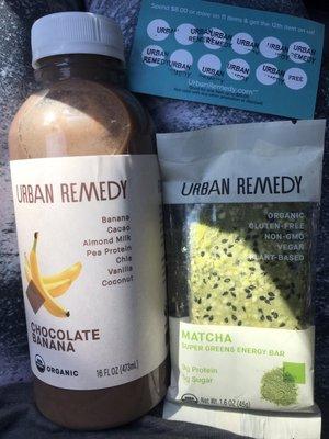 Chocolate Banana Protein Shake, Matcha Protein Bear, Stamp Card