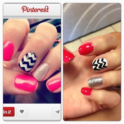 Picture on the left is what I wanted. Picture on the right is what I got! The Chevron was hideous!!!!