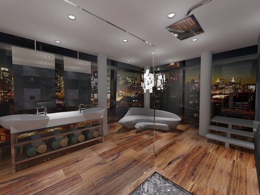 Jeff Zao - SoHo Penthouse Apartment Bathroom - Interior Design NYC - Quba Design