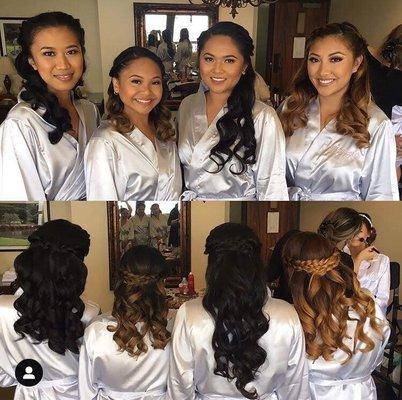 Bridal party hairdo by Grace @beautyandgrace808 makeup by Grace Nicole @gracenicoleglam Color done by other stylist