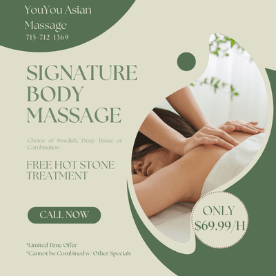 YouYou Asian Massage
 1852 8th St S, Wisconsin Rapids, WI 54494
 Call us at 715-712-1369