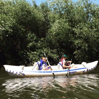 Kids paddling on LA River.