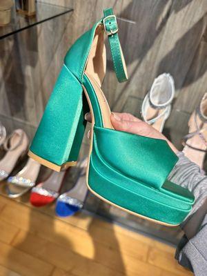 love this silky green platform sandal ... also available in pink