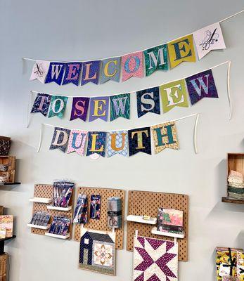 We're your go-to sewing destination in Duluth! Come and peruse our fabulous fabrics, attend a sewing class, or explore a new machine!