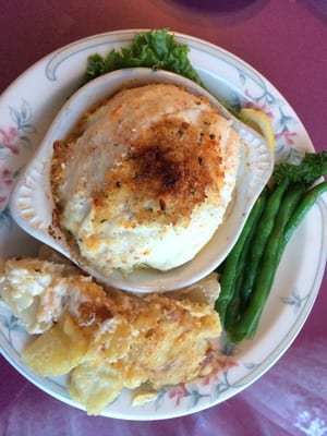 Stuffed Haddock with potatoes au gratin