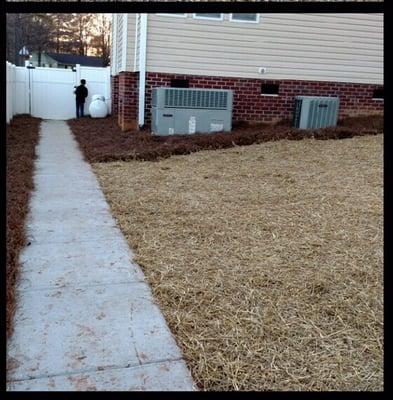 This is an after pic, underground culverts blended with level landfill and fresh grass and straw.