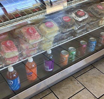 Local products: Natalie's cakes and Vess sodas.