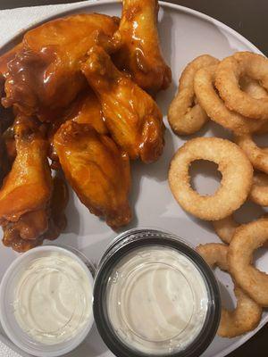 Wings and onion rings