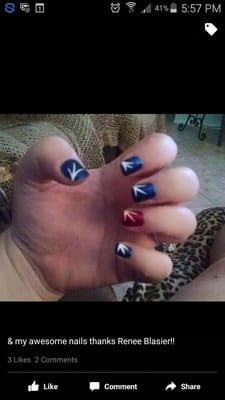 Happy July 4th fireworks. Natural nail and artwork done by Renee Blasier.