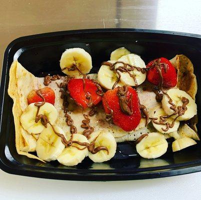 Crepes are delicious and gluten free as well. Strawberry, banana, nutella, or peanut butter. Chose your combination.