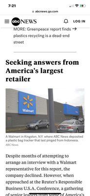 Walmart Executives payoff for illegal activity and despicable non-recycling and poisoning of planet.