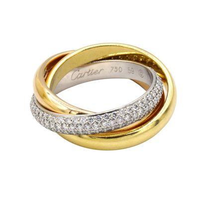 Cartier Trinity Tri-Tone Diamond Rolling Ring