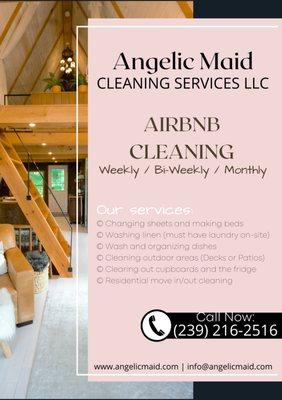 Let us handle the mess of your STR. Call now for a AirBnB cleaning service!