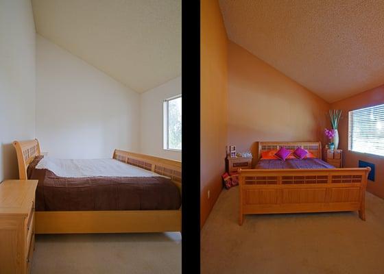 Before and after painting.  Interior paint job in Vista, CA in 2011