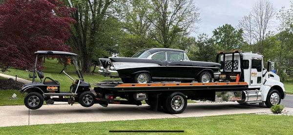 57 Chevy Belair & Golf cart to Show