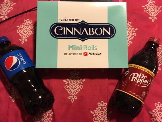 Pepsi , Cinnabon Cinnamon rolls , Dr. pepper