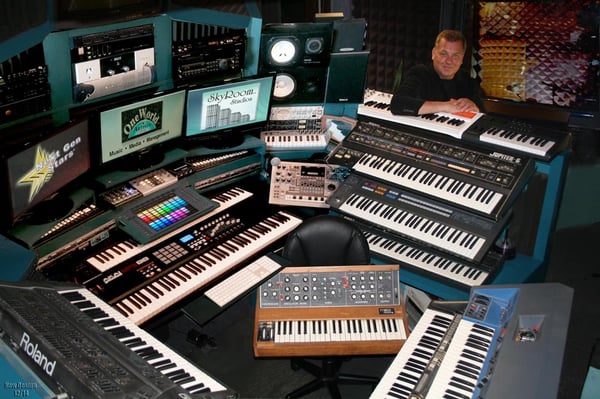 The MINIMOOG next to the POLYMOOG Started it All! Thanks Bob!