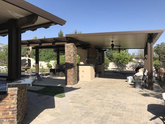 Free standing total backyard remodel with fireplace