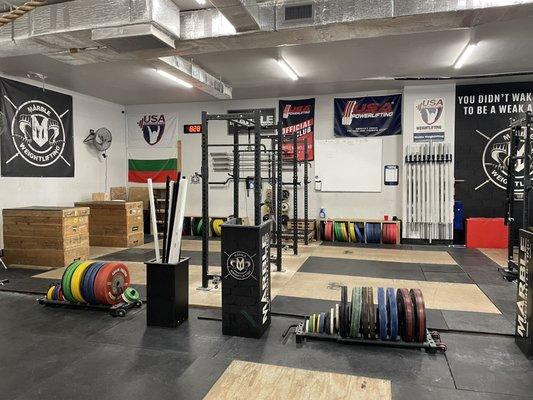 Marble weightlifting side of the gym.