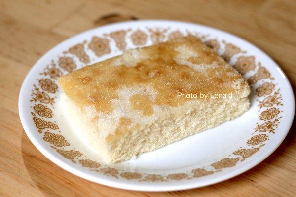 Aigues Mortes Fougasse takeout ($4.50 per slice) - soft cake flavored with orange blossom